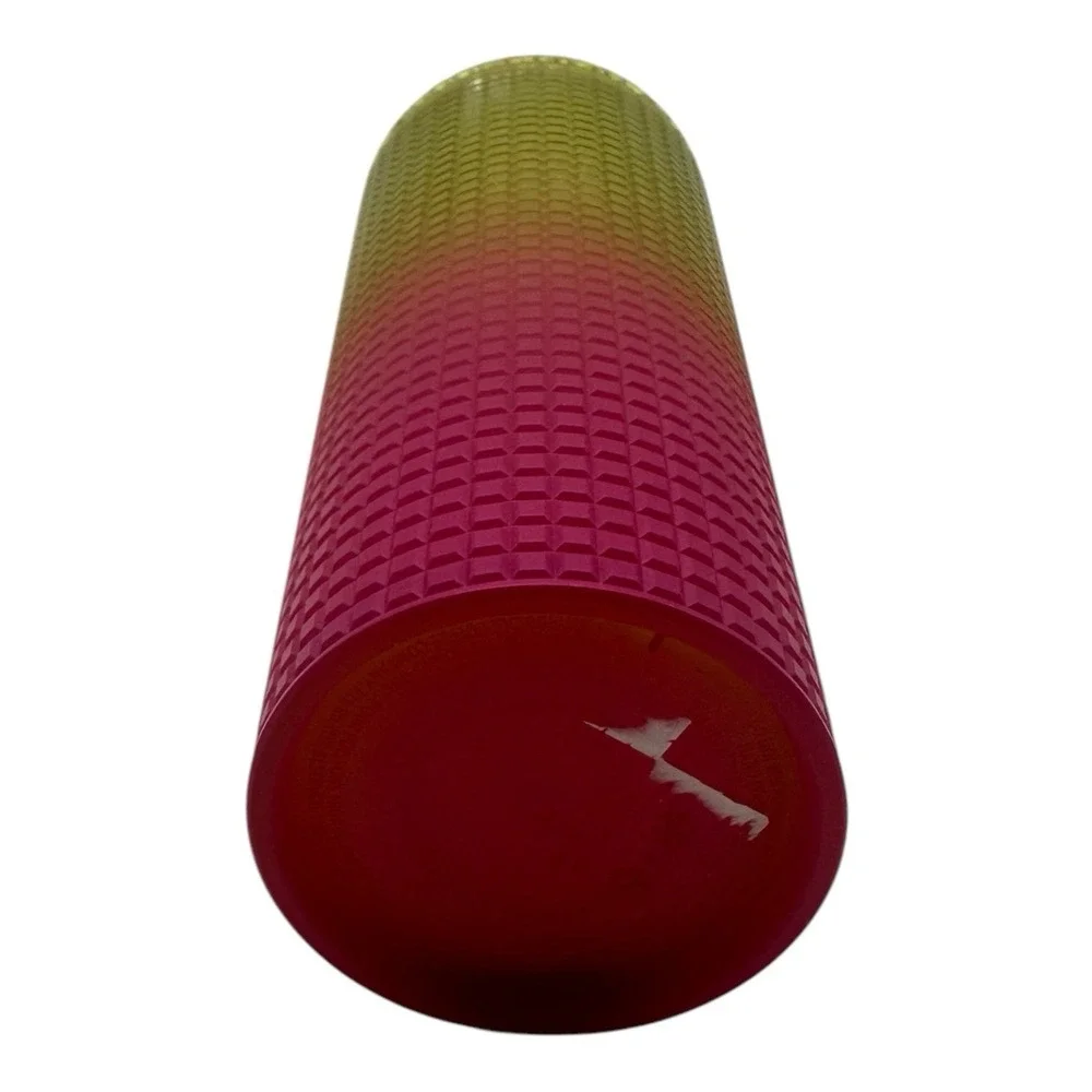 Starbucks 2022 Lemon Yellow Pink Gradient Ombre Grid 24oz Venti Tumbler‎